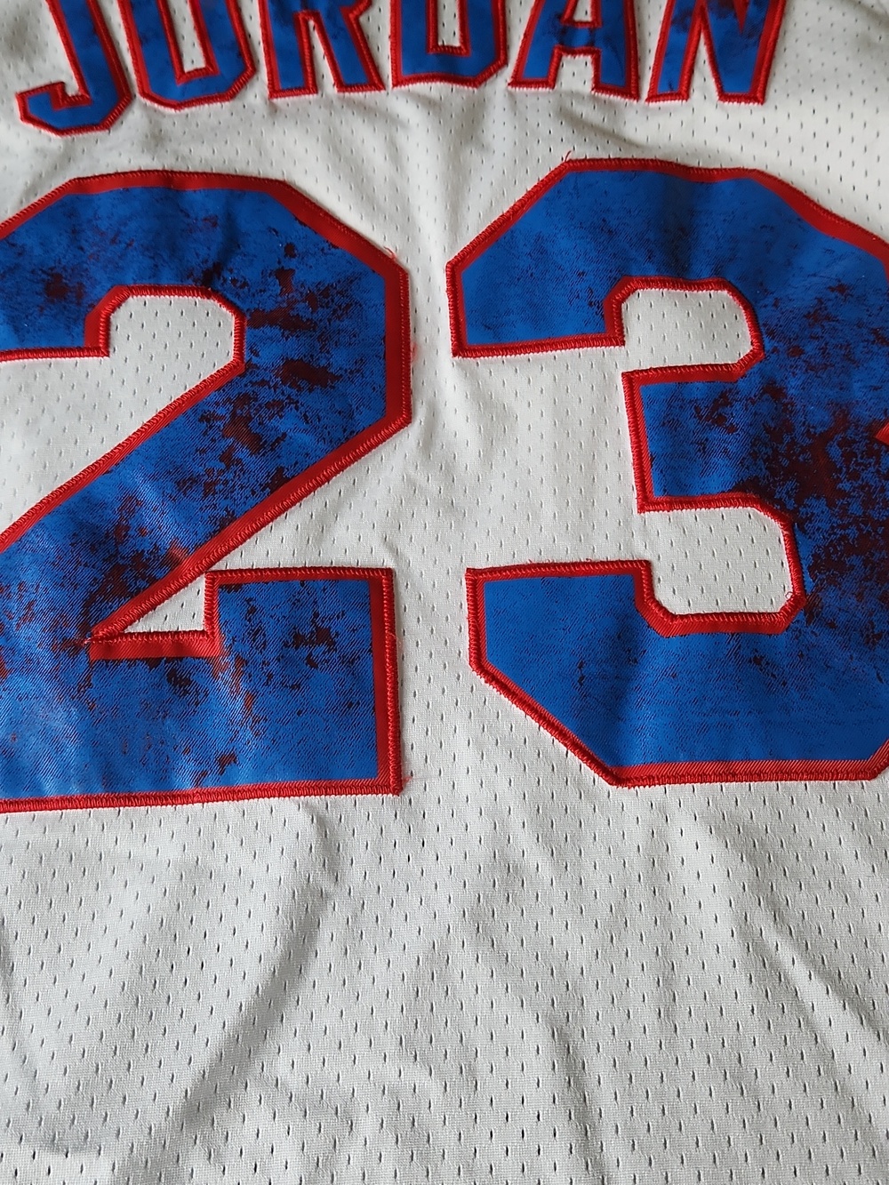 Champion White Tune Squad Basketball Jersey with Red & Blue Accents & JORDAN 23 - Picture 7 of 14